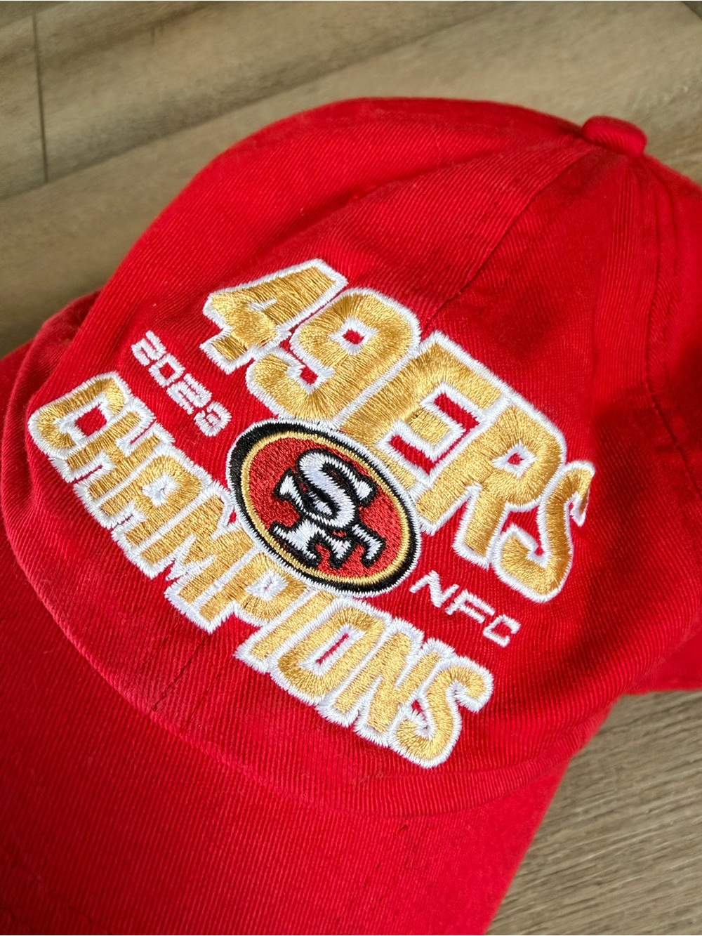 Men's '47 Scarlet San Francisco 49ers 2023 NFC Champions Clean Up Adjustable Hat - Picture 4 of 7